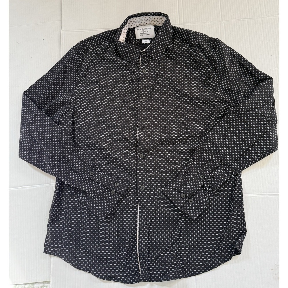 Paper denim cloth mens Sz Med Black/white Print Long Sleeve Shirt